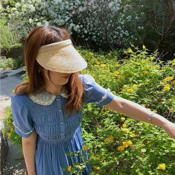 Authentic Miu Miu Blue Dress with White Lace Collar - Picture 8 of 9